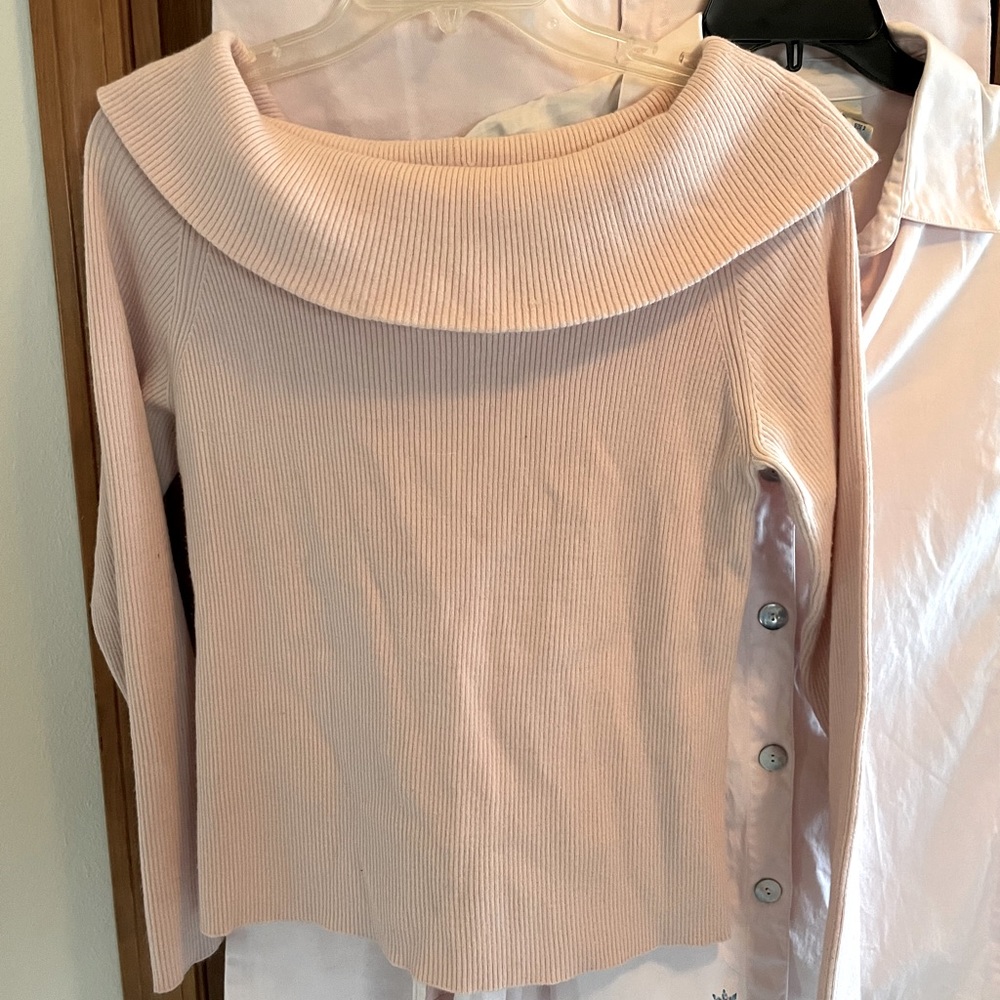LOFT size XL wide cowl neck light pink sweater